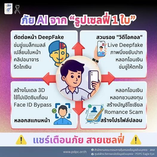 รู้ทันภัย AI จาก “รูปเซลฟี่ 1 ใบ” ภัยจากรูปเซลฟี่ 1 ใบ อาจนำไปสู่ความเสี่ยงหลายรูปแบบ